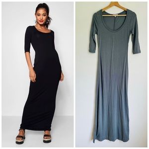 New • James Perse • 3/4 Sleeve Scoop Neck Maxi Dress in Grey